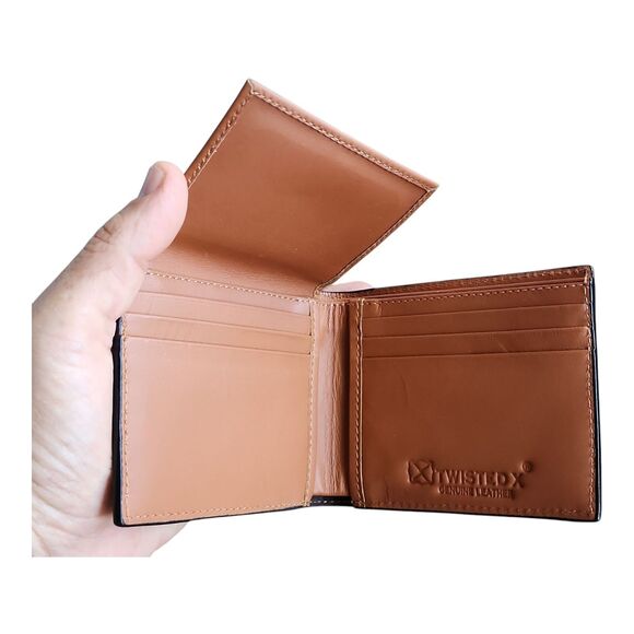 Twisted X XH829B Tooled Leather Bifold Wallet Green Buck Stitch Basket Floral - Picture 4 of 7